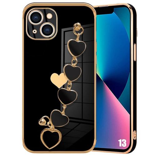 Coque Pour Iphone 13, Silicone Noir Motif CUr Souple Tpu Antichoc Anti-Rayure Avec Bracelet - E.F.Connection