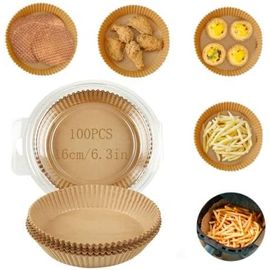 Air Fryer Paper Liner, 100 Pieces Papier Rond Pour Friteuse Air, Papier Sulfurisé Pour Friteuse Air Chaud, Four, Papier Cuisson Friteuse Sans Huile Étanche Et Résistant Huile