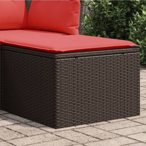 Vidaxl Tabouret De Jardin Avec Coussin Brun 55x55x37 Cm Résine Tressée