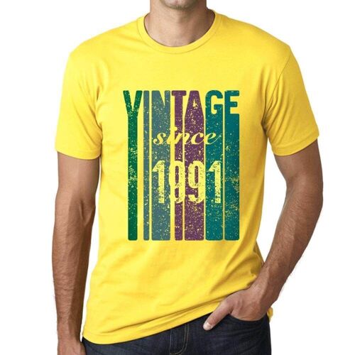 Homme Tee-Shirt Vintage Depuis 1991 - Vintage Since 1991 - 33 Ans T-Shirt Graphique Idée Cadeau 33e Anniversaire Vintage Année 1991 Nouveauté