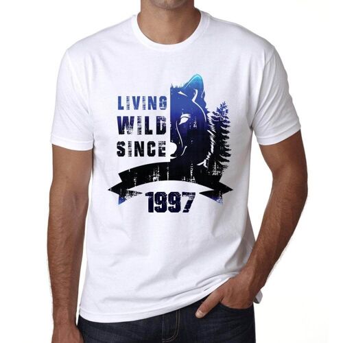 Homme Tee-Shirt Vivre À L'état Sauvage Depuis 1997 - Living Wild Since 1997 - 27 Ans T-Shirt Graphique Idée Cadeau 27e Anniversaire Vintage Année 1997 Nouveauté