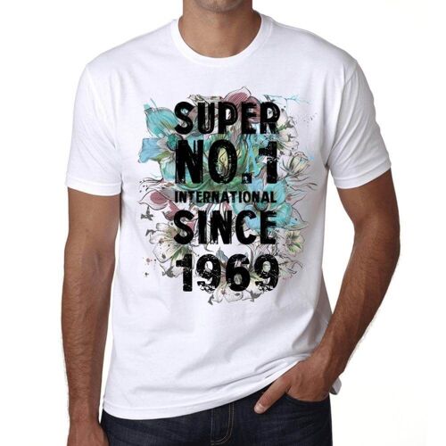 Homme Tee-Shirt Super No1 International Depuis 1969 - Super No1 International Since 1969 - 55 Ans T-Shirt Graphique Idée Cadeau 55e Anniversaire Vintage Année 1969 Nouveauté