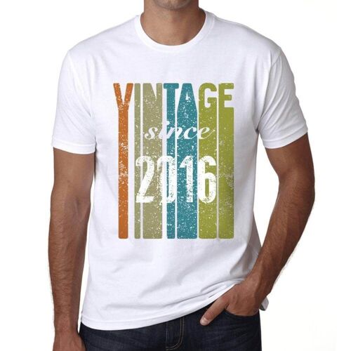 Homme Tee-Shirt Vintage Depuis 2016 - Vintage Since 2016 - 8 Ans T-Shirt Graphique Idée Cadeau 8e Anniversaire Vintage Année 2016 Nouveauté