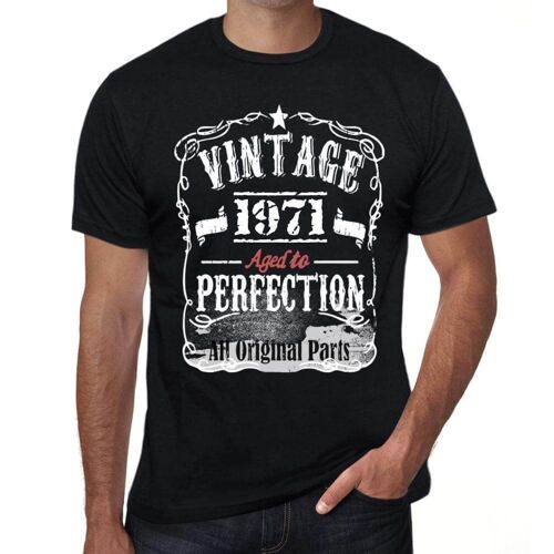 Homme Tee-Shirt - All Original Parts Aged To Perfection 1971 - 53 Ans T-Shirt Graphique Idée Cadeau 53e Anniversaire Vintage Année 1971 Nouveauté