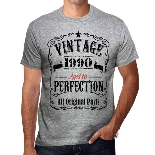 Homme Tee-Shirt - All Original Parts Aged To Perfection 1990 - 34 Ans T-Shirt Graphique Idée Cadeau 34e Anniversaire Vintage Année 1990 Nouveauté