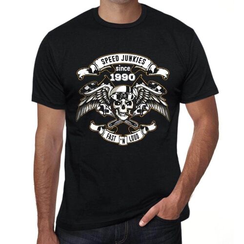 Homme Tee-Shirt Accros De La Vitesse Rapides Et Bruyants Depuis 1990 - Fast And Loud Speed Junkies Since 1990 - 34 Ans T-Shirt Graphique Idée Cadeau 34e Anniversaire Vintage Année 1990 Nouveauté