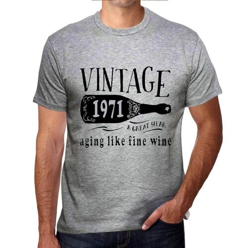Homme Tee-Shirt Vieillissement Comme Un Bon Vin 1971 - Aging Like A Fine Wine 1971 - 53 Ans T-Shirt Graphique Idée Cadeau 53e Anniversaire Vintage Année 1971 Nouveauté