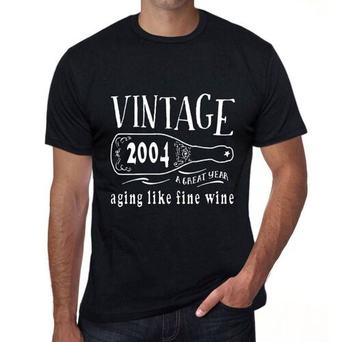 Homme Tee-Shirt Vieillissement Comme Un Bon Vin 2004 - Aging Like A Fine Wine 2004 - 20 Ans T-Shirt Graphique Idée Cadeau 20e Anniversaire Vintage Année 2004 Nouveauté