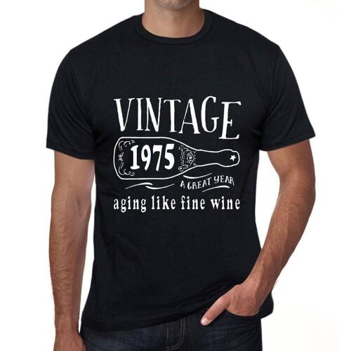 Homme Tee-Shirt Vieillissement Comme Un Bon Vin 1975 - Aging Like A Fine Wine 1975 - 49 Ans T-Shirt Graphique Idée Cadeau 49e Anniversaire Vintage Année 1975 Nouveauté