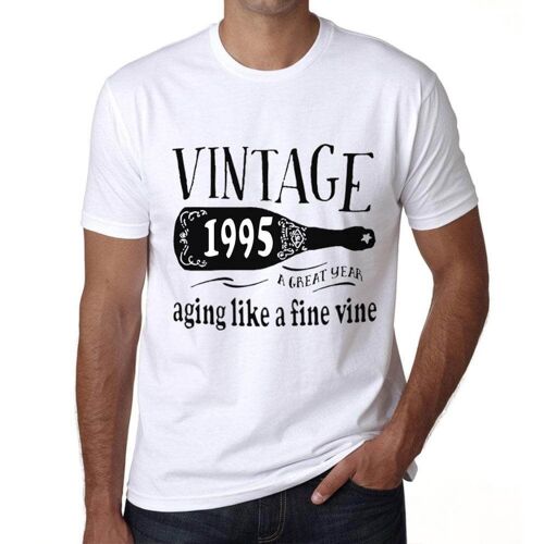 Homme Tee-Shirt Vieillissement Comme Un Bon Vin 1995 - Aging Like A Fine Wine 1995 - 29 Ans T-Shirt Graphique Idée Cadeau 29e Anniversaire Vintage Année 1995 Nouveauté
