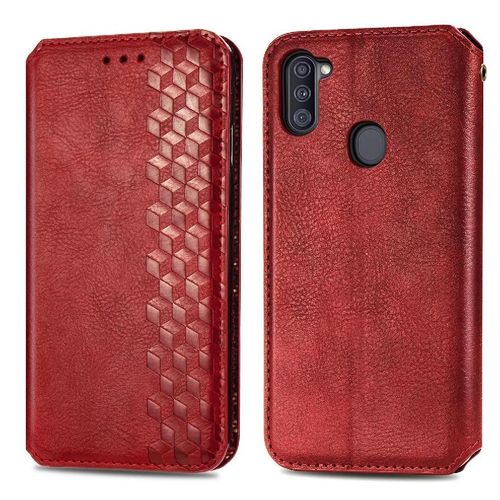 Étui Pour Samsung Galaxy M11 Conception De Mode Étui En Cuir Fonction De Portefeuille Entreprise Exquise Couverture Flip - Rouge