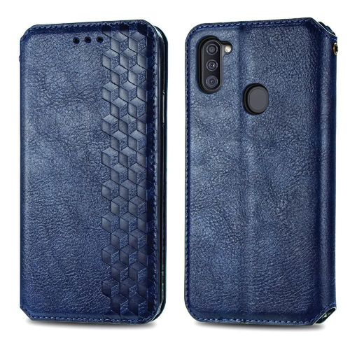 Étui Pour Samsung Galaxy M11 Fonction Portefeuille Étui En Cuir Affaires Exquises Conception De Mode Couverture Rabotant - Bleu