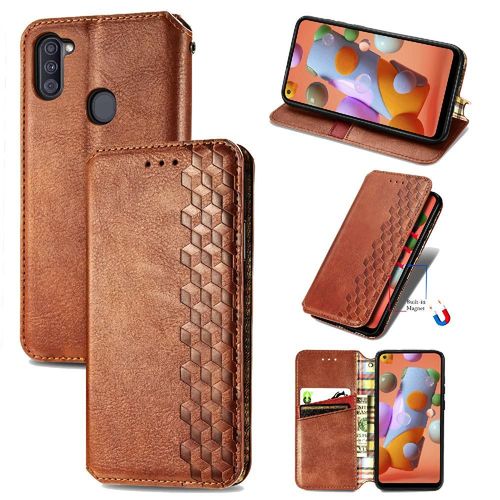 Étui Pour Samsung Galaxy M11 Fonction Portefeuille Étui En Cuir Affaires Exquises Conception De Mode Couverture Rabotant - Le Brun