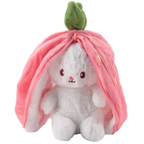 Poupée Lapin Mignonne, Cadeau Poupée Poupée Pour Enfants, Lapin Fraise Transformé En Lapin, Poupée Fruit En Peluche A