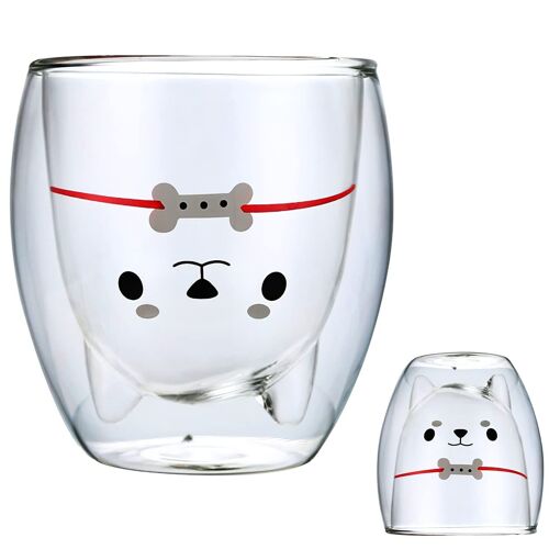 Tasse Double Paroi, Verre Double Paroi 280 Ml, Tasse Mignonne, Verre À Café Double Paroi, Tasse Expresso, Tasse De Lait, Tasse À Cappuccino (Shiba Inu)