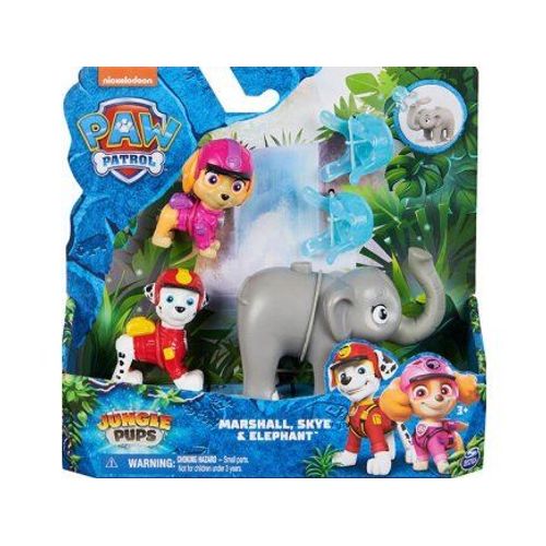 Coffret Pour Pat Patrouille Jungle : Chien Marcus + Chienne Stella + Elephant + 2 Accessoires + 1 Carte Tigre - Set Figurine