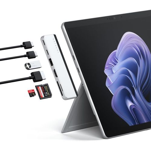 Hub Double USB-C pour Surface Pro 9 avec 6 Ports Différents Satechi Gris