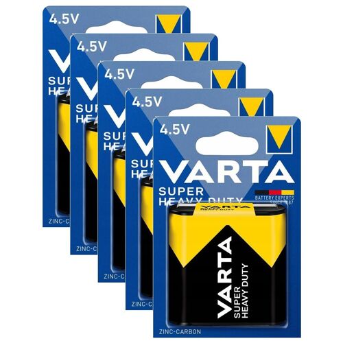 VARTA Lot de 5 Blisters x 1 Pile Plate Zinc-Carbon Superlife 4.5V 3R12