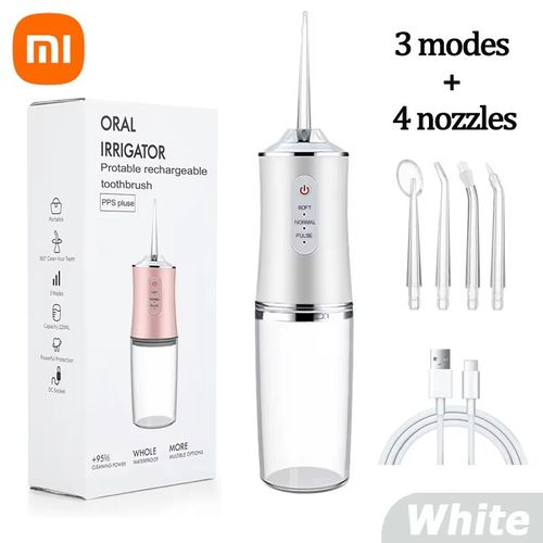 Xiaomi-Irrigateur Buccal,Hydropulseur Dentaire,Aste Par Usb,Jet D'eau,Cure-Dents,4 Embouts De Jet,220ml,3 Modes,Ipx7- White[C8678]