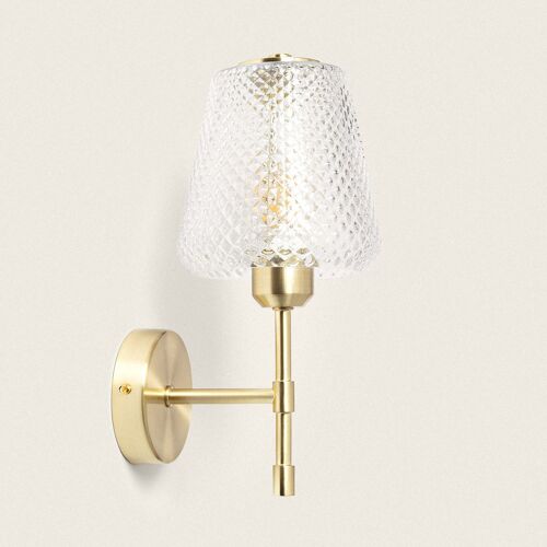 Lampe Murale Métal Et Verre Stiklu Doré