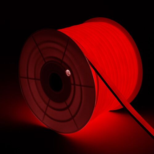Ruban Led Néon Dimmable 220v Bobine 50m Rouge Semi-Circulaire 180 7.5w/M Coupe 100cm Ip67 Rouge