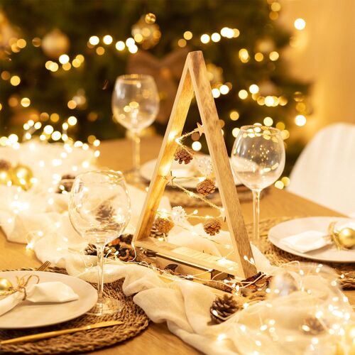Sapin de Noël LED Golden à Piles Bois 50 mm