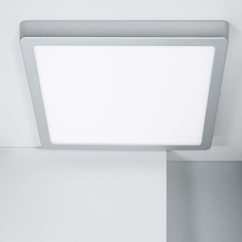 Plafonnier Led Carré Aluminium Slim 24w Cct Sélectionnable Galán 280x280 Mm Switchdimm Argent