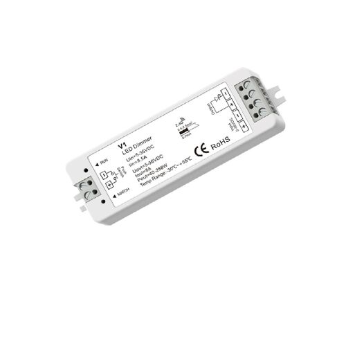 Contrôleur Variateur Ruban Led 5/12/24/36v Dc Monochrome Compatible Avec Télécommande Rf Et Bouton-Poussoir Blanc