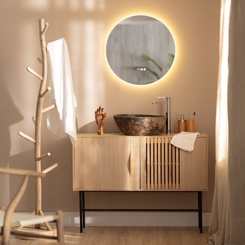 Miroir Salle De Bain Avec Éclairage Led Et Anti-Buée Big Volpe Ø60cm Sélectionnable (Chaud-Neutre-Froid)