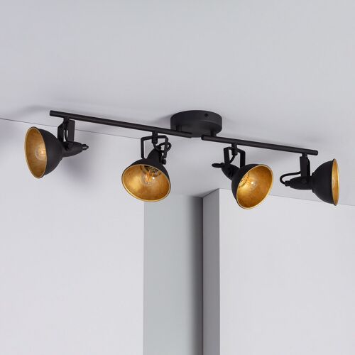 Plafonnier Orientable Aluminium Emer 4 Spots Noir Noir