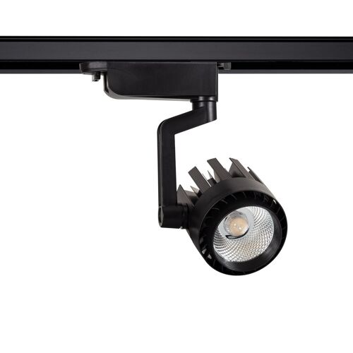 Spot Led Dora 30w Noir Pour Rail Triphasé (3 Allumages) Blanc Froid 5000k
