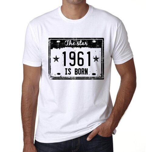 Homme Tee-Shirt La Star Est Née En 1961 - The Star Is Born In 1961 - 63 Ans T-Shirt Graphique Idée Cadeau 63e Anniversaire Vintage Année 1961 Nouveauté