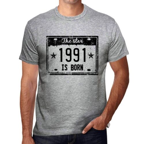 Homme Tee-Shirt La Star Est Née En 1991 - The Star Is Born In 1991 - 33 Ans T-Shirt Graphique Idée Cadeau 33e Anniversaire Vintage Année 1991 Nouveauté