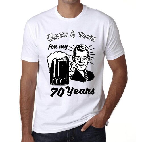 Homme Tee-Shirt Santé Et Bières Pour Mes 70 Ans - Cheers And Beers For My 70 Years - 70 Ans T-Shirt Graphique Idée Cadeau 70e Anniversaire Vintage Année 1954 Nouveauté