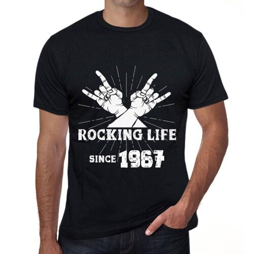 Homme Tee-Shirt La Vie En Rose Depuis 1967 - Rocking Life Since 1967 - 57 Ans T-Shirt Graphique Idée Cadeau 57e Anniversaire Vintage Année 1967 Nouveauté