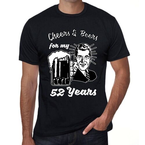 Homme Tee-Shirt Santé Et Bières Pour Mes 52 Ans - Cheers And Beers For My 52 Years - 52 Ans T-Shirt Graphique Idée Cadeau 52e Anniversaire Vintage Année 1972 Nouveauté