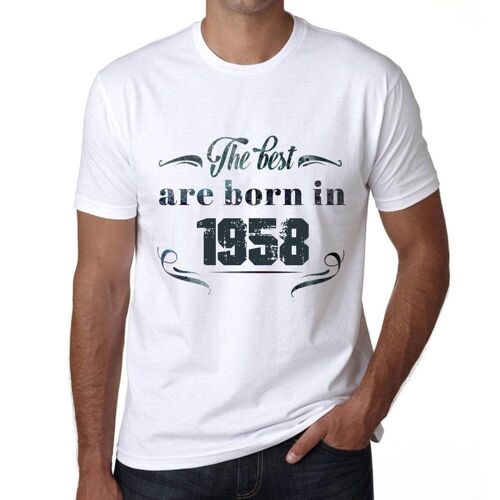 Homme Tee-Shirt Les Meilleurs Sont Nés En 1958 - The Best Are Born In 1958 - 66 Ans T-Shirt Graphique Idée Cadeau 66e Anniversaire Vintage Année 1958 Nouveauté