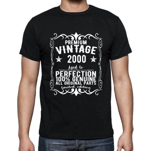 Homme Tee-Shirt - All Original Parts Aged To Perfection 2000 - 24 Ans T-Shirt Graphique Idée Cadeau 24e Anniversaire Vintage Année 2000 Nouveauté