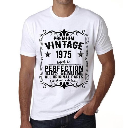 Homme Tee-Shirt - All Original Parts Aged To Perfection 1975 - 49 Ans T-Shirt Graphique Idée Cadeau 49e Anniversaire Vintage Année 1975 Nouveauté