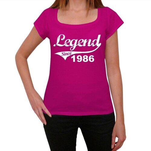 Femme Tee-Shirt Une Légende Depuis 1986 - Legend Since 1986 - 38 Ans T-Shirt Graphique Idée Cadeau 38e Anniversaire Vintage Année 1986 Nouveauté