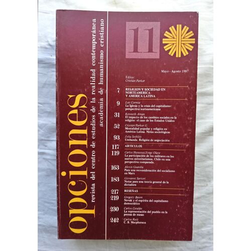 Opciones N°11, Mayo - Agosto 1987, En Espagnol, Sommaire Complet Sur Simple Demande,