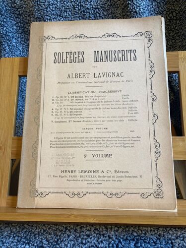 Albert Lavignac Solfèges Manuscrits 5e Volume Opus 17 N°2 Ed. Lemoine & Cie