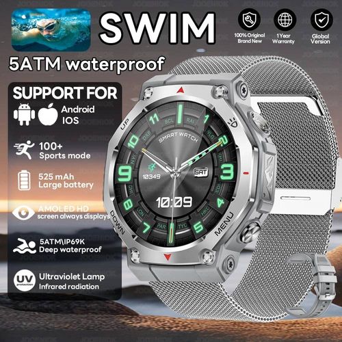 Nouveau Pour Huawei T-Rex 3 Gps Montre Intelligente 10Atm Étanche 525Mah Batterie Bluetooth Appel Lampe De Poche Militaire Sport Smartwatch Hommes.Silver Net.