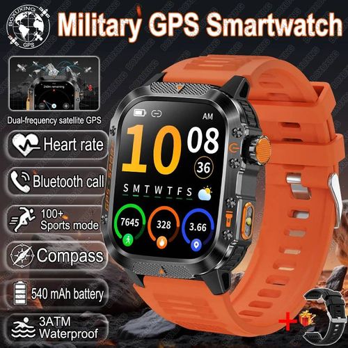 2025 Nouveau Pour Xiaomi Militaire En Plein Air Montre Intelligente Hommes Gps Bluetooth Appel 2.01 "Amoled Écran 3Atm Étanche Sport Smartwatch.Orange 1.3Atm Waterproof