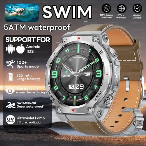 Nouveau Pour Huawei T-Rex 3 Gps Montre Intelligente 10Atm Étanche 525Mah Batterie Bluetooth Appel Lampe De Poche Militaire Sport Smartwatch Hommes.Brown Belt.