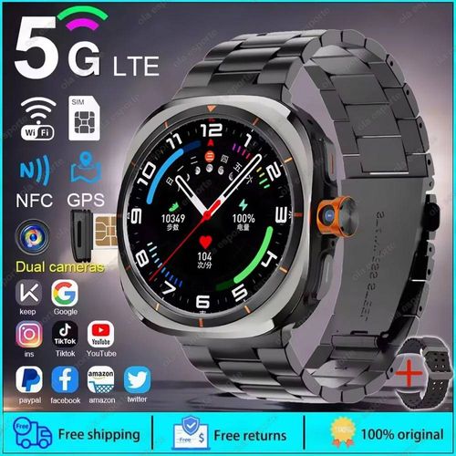 2025 Nouvelle Montre Intelligente 4G/5G Sim Complet Netcom Wifi Nfc Gps 32Gb Montres Pour Homme 32Gb Stockage Hd Caméra Smartwatch Pour Ios/Android.Black Steel.