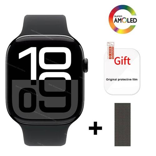 Bonjour Montre 10 Smartwatch 2025 46Mm Amoled 4G Rom Gps Deepseek Nfc Boussole Horloge Bluetooth Appel Montre Intelligente Série 10 Hommes Femmes.Black Milanese.For App Le46Mm