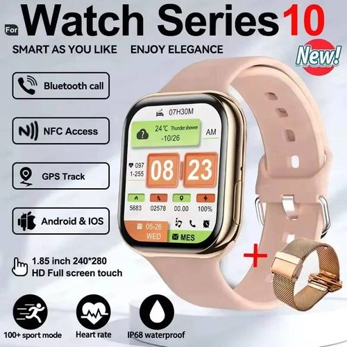 2025 Nouvelle Série Montre 10 Gps Piste Montre Intelligente Hommes Femme Hd Bluetooth Appel Étanche Sport Smartwatch Pour Apple Android Ios.Gold Mesh Belt.For Apple Series 10