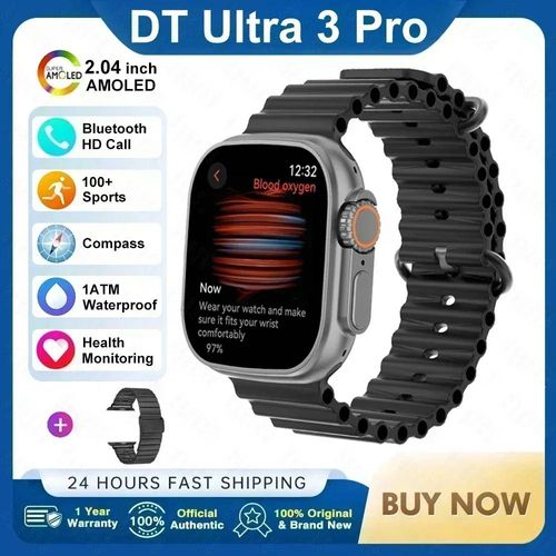 2025 Nouveau Original Dt Ultra 3 Montre Intelligente Homme 49Mm Amoled 32G Rom Chat Gpt Nfc Boussole Bt Appel Sport Gps Piste Montre De Sport Femmes.Black Steel B.32Gb Watch