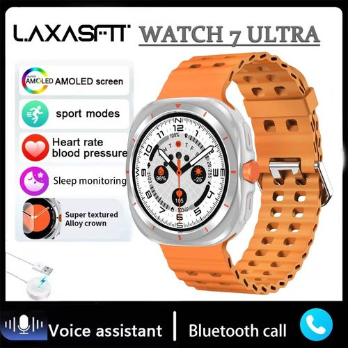 Laxasfit 2025 Nouvelle Montre Intelligente Pour Hommes Bluetooth Parlant Sport Fitness Moniteur De Fréquence Cardiaque Montre Intelligente Pour Femmes Cadeaux De Vacances.White-Orange.